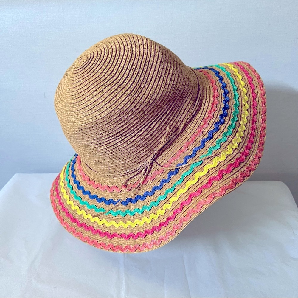Target Brown and Pink Straw Hat with Vibrant Stripes